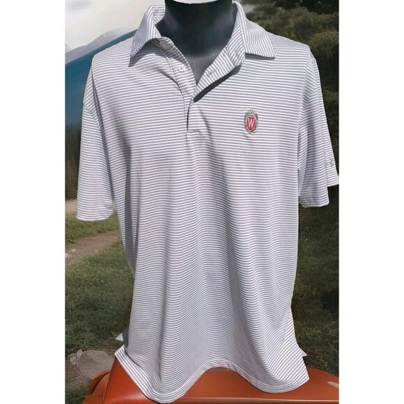 Under Armour Other - UNDER ARMOUR x WESTMORELAND CC Size XL Gray Racing Stripe Polo Shirt Performance